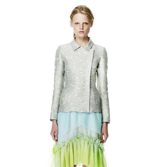 JONATHAN SAUNDERS neon checked moto jacket size 38 - Picture 1 of 14